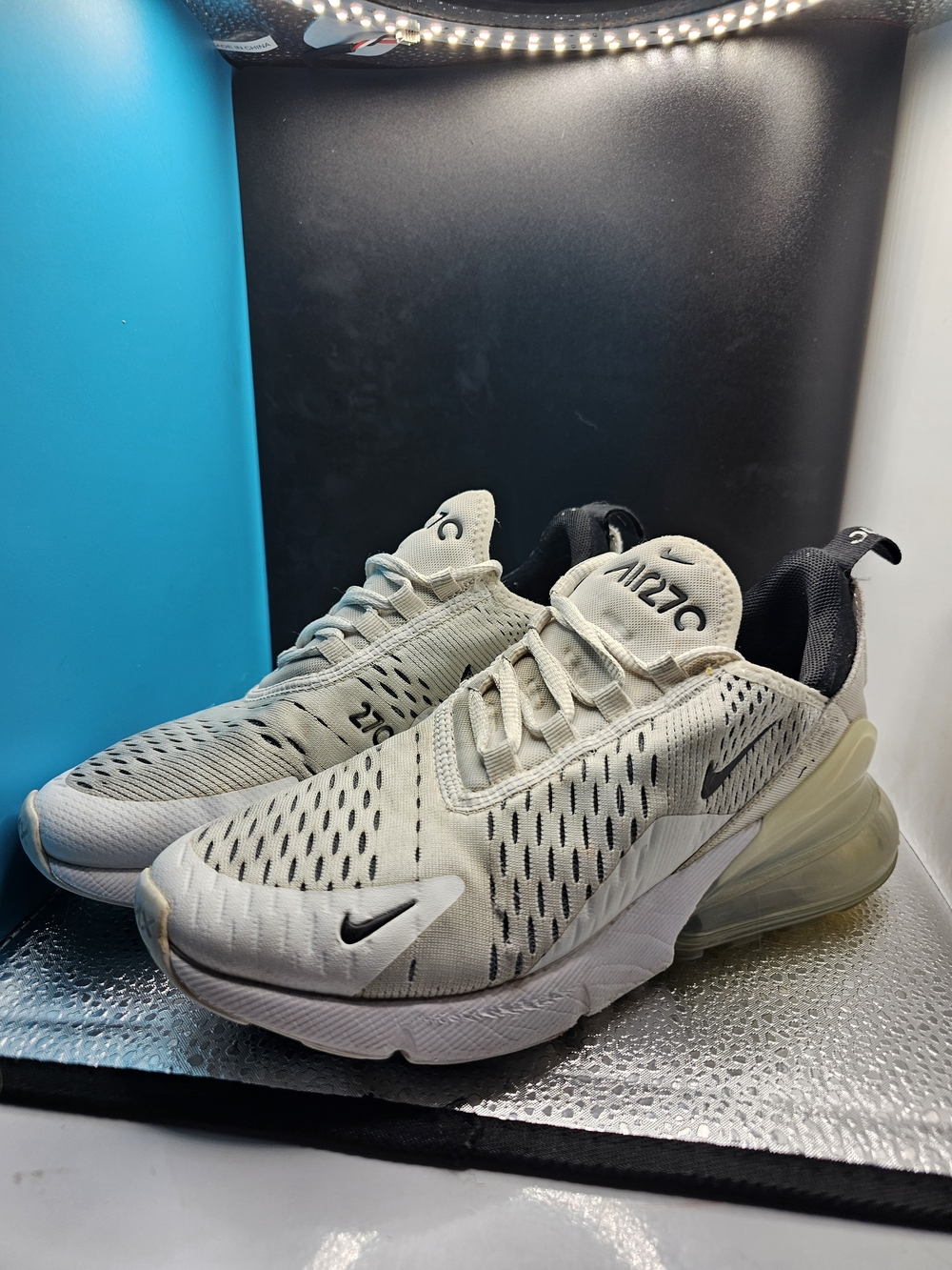 Nike Air 270 Youth Athletic Sneakers in White and Black